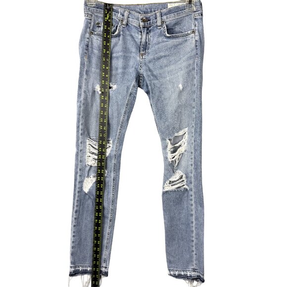 RAG & BONE “Dre” Light Wash Slim Boyfriend Women’s 26 Distressed Denim Thrashed - Picture 6 of 10